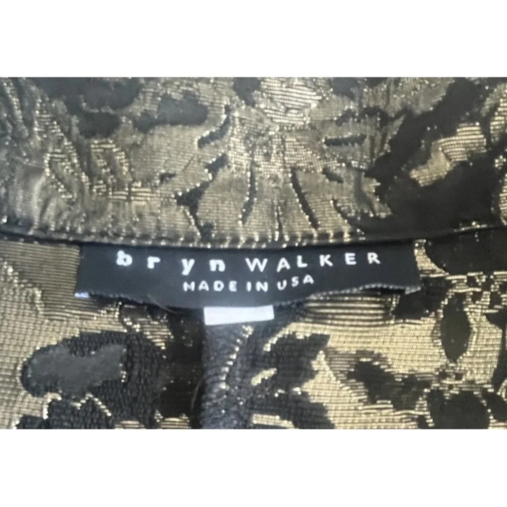 Bryn Walker Womens Black Gold Floral‎ Kimono Jacket Sz Small S Italian Fabric